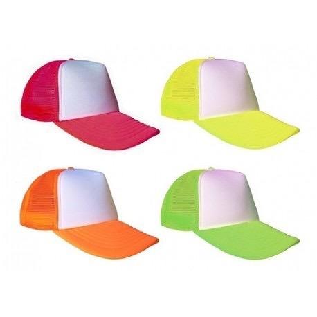 SOMBRERO GORRO TRUCKER FLUO NEON COLORES SURTIDOS CON FRENTE BLANCO CAP x 1